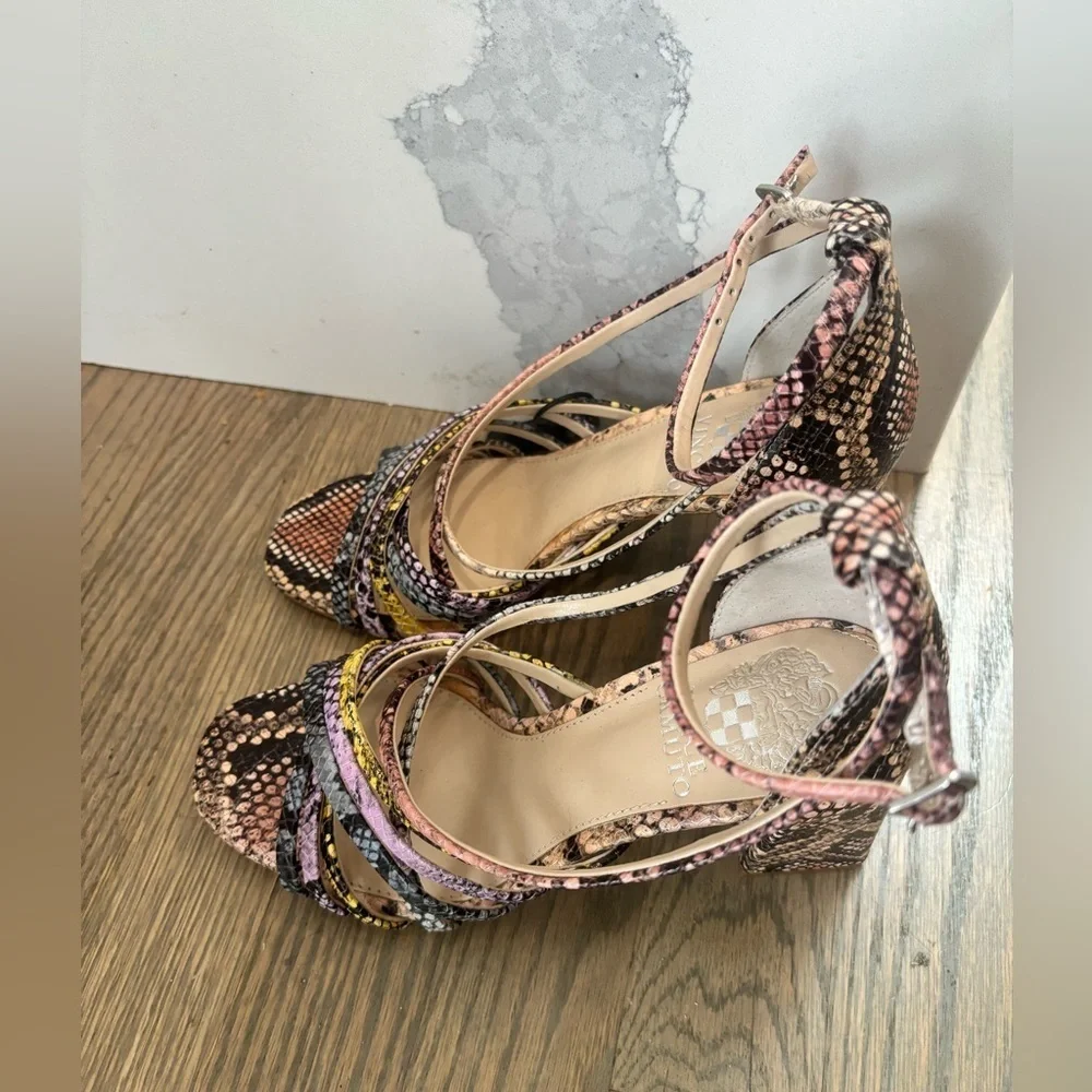 Vince Camuto Winvey Multi-Color Ankle Strap Block Heel size 6